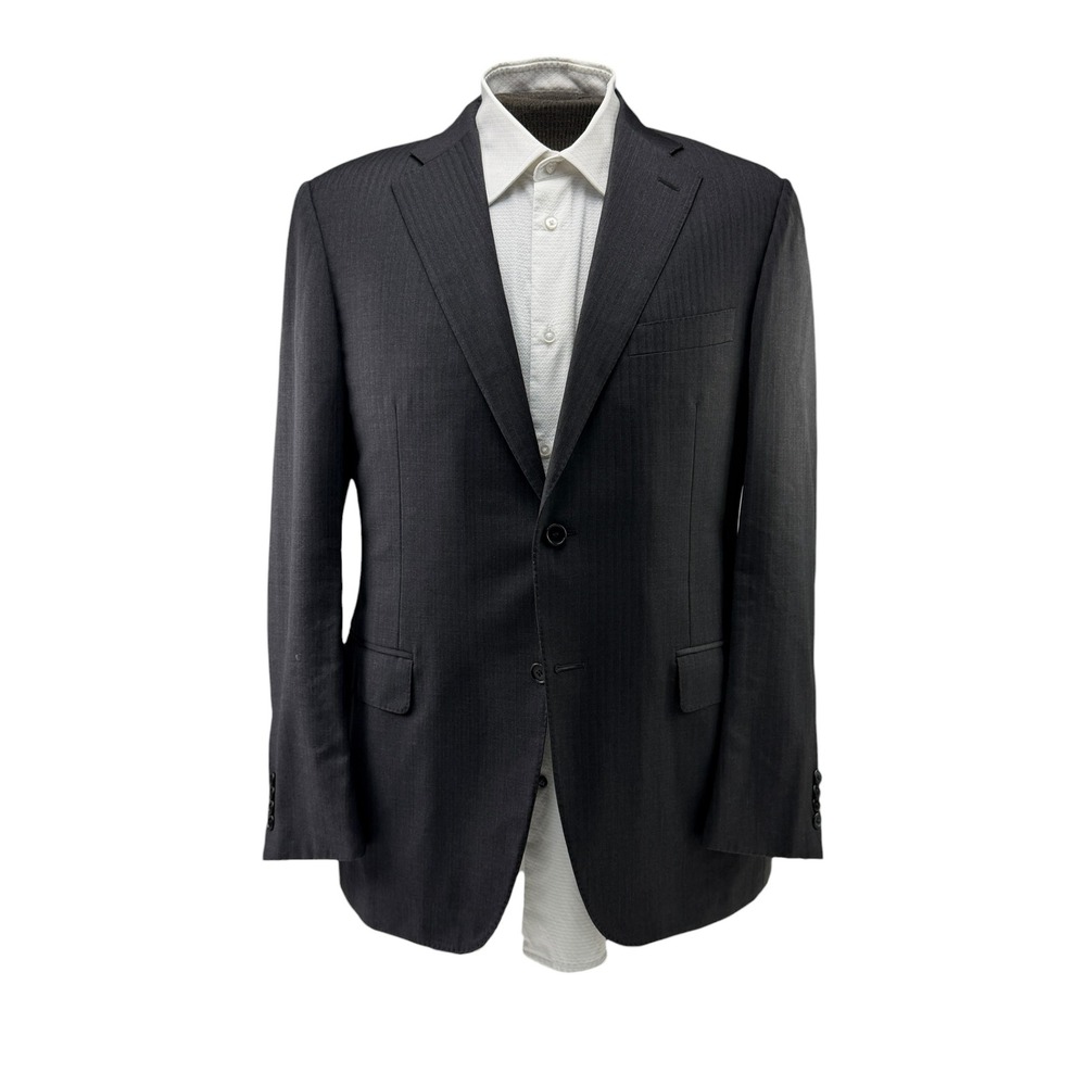 Canali 1934‎ Mens 42R Gray Blue Pinstripe Wool Blazer Sport Coat Made in Italy